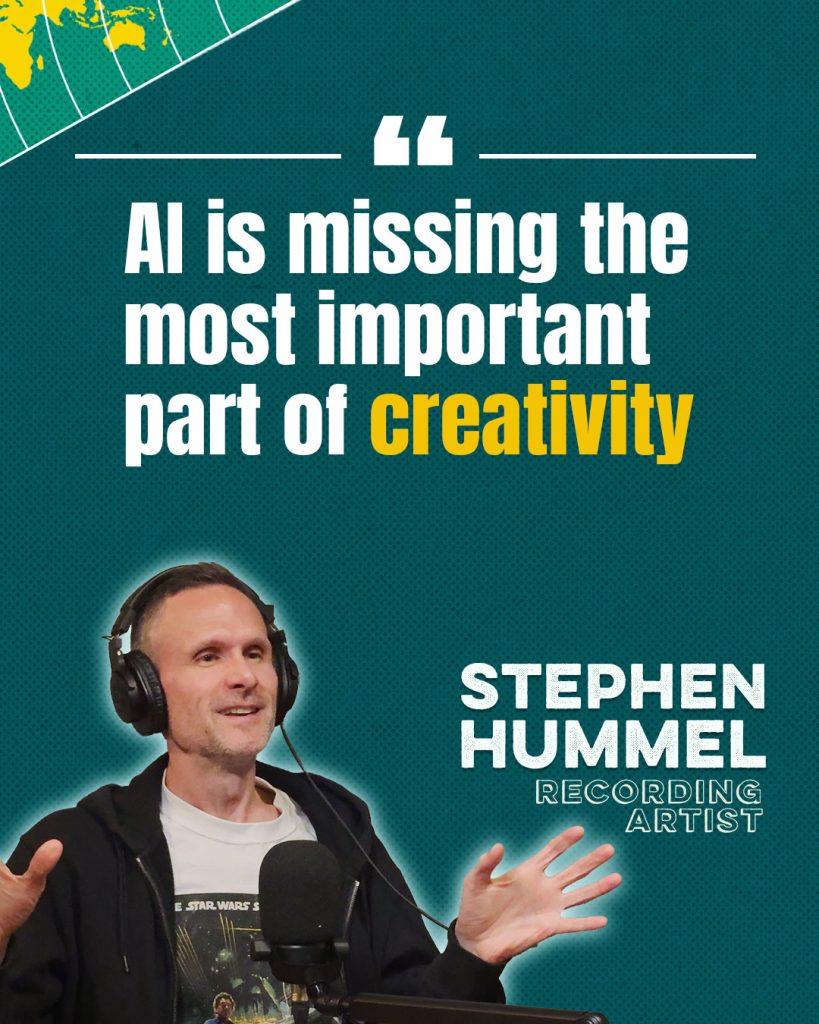 Podcast social graphic with an episode quote from guest Steve